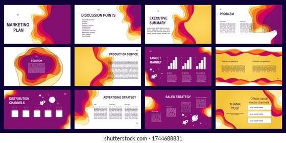 presentation templates marketing plan, vector infographic, autumn colors concept.