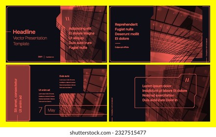 Plantillas de presentación. Elementos rojos para infografías al estilo Cyberpunk. Uso en presentación, volante y folleto, informe corporativo, marketing, publicidad, informe anual, banner.