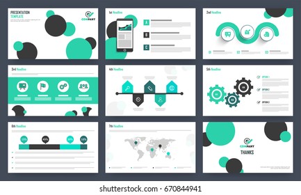 Presentation templates set with infographic elements and web symbols for Business concept.