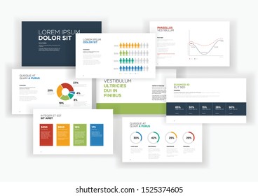 Presentation templates. Vector info graphic elements for company presentation slides, corporate annual report