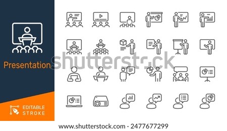 Presentation thin line icons. Editable stroke. Pixel perfect.