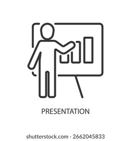 Ícones de vetor de linha fina da apresentação.