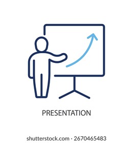 Ícones de vetor de linha fina da apresentação.