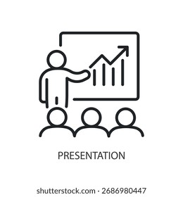 Ícones de vetor de linha fina da apresentação.
