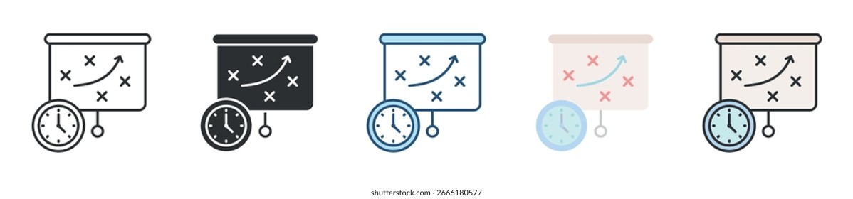 Presentation Time Icon Set Multiple Style Collection