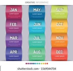 presentation Timeline, 12 months, 1 year, Timeline infographics design vector and Presentation business can be used for Business concept with 12 options, steps or processes. 