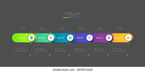 Presentation timeline business abstract background infographic template circle colorful with 6 step