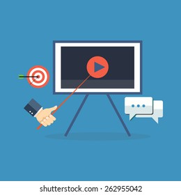 Presentation, training, seminar concept. Colorful flat design icon. Vector illustration
