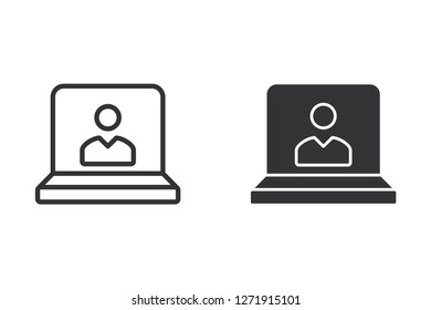 Presentation vector icon. Black illustration isolated on white. Simple pictogram for graphic and web design.