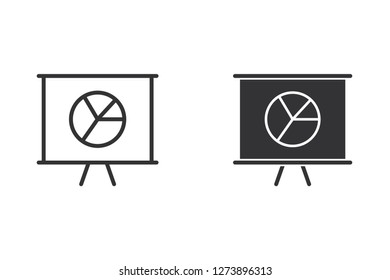 Presentation vector icon. Black illustration isolated on white. Simple pictogram for graphic and web design.