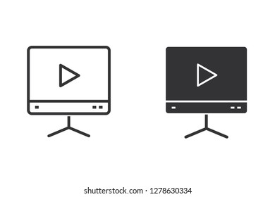 Presentation vector icon. Black illustration isolated on white. Simple pictogram for graphic and web design.
