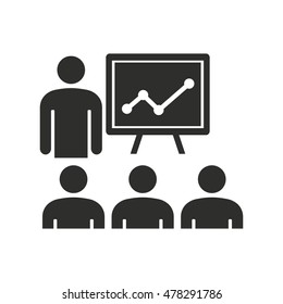 Presentation vector icon. Black illustration isolated on white background for graphic and web design.