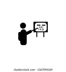 presentation vector icon- business man or teacher with the black board