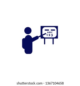 presentation vector icon- business man or teacher with the black board