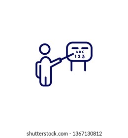 presentation vector icon- business man or teacher with the black board
