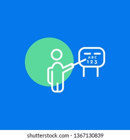 presentation vector icon- business man or teacher with the black board