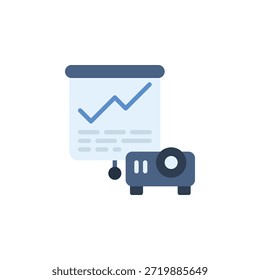 Präsentationsvektorsymbol. Büro und Business Ikone flachen Stil. perfekte Verwendung für Logo, Präsentation, Website und mehr. einfaches, modernes Design mit Farbstil
