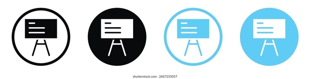 Presentation vector icons in black and blue colors