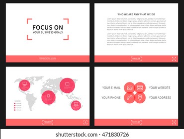Presentation vector layout for corporate documents, annual report, business proposal, book cover. Modern appearance powerpoint presentation design with infographic elements. A4 page, easy to edit.