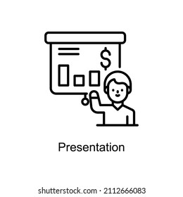 Presentation vector Outline icon for web isolated on white background EPS 10 file