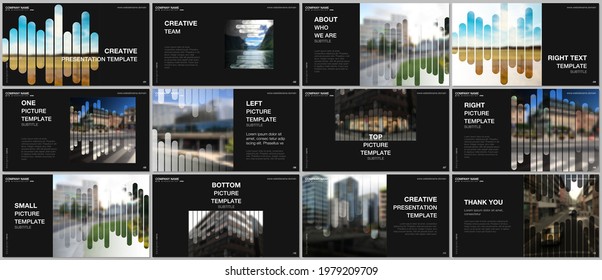 Presentation vector templates, multipurpose template for presentation slide, flyer, brochure cover, infographic report. Background template with lines, photo place for business design. Minimal style.