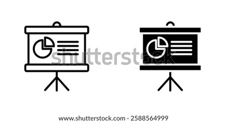 Presentation vectors icons set in filled and strokes on white background