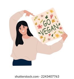 Presentation of the vegan diet month in January called Veganuary. Vector flat illustration