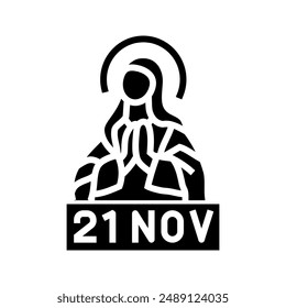 presentation of the virgin mary feast catholic glyph icon vector. presentation of the virgin mary feast catholic sign. isolated symbol illustration