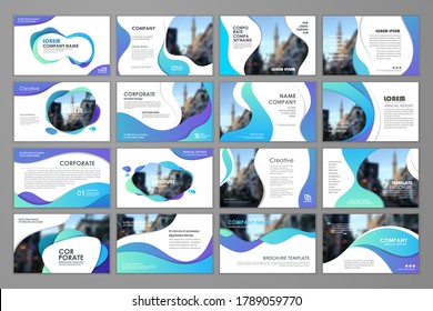 Presentation wave templates design. Vector templates portfolio with infographic elements. Multipurpose template for brochure cover, annual report, advertising, presentation slide, flyer leaflet.
