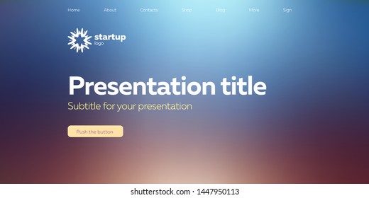 Presentation or web landing page template mockup with colorful liquid fluid gradient background. Futuristic abstract design for business and finance.
