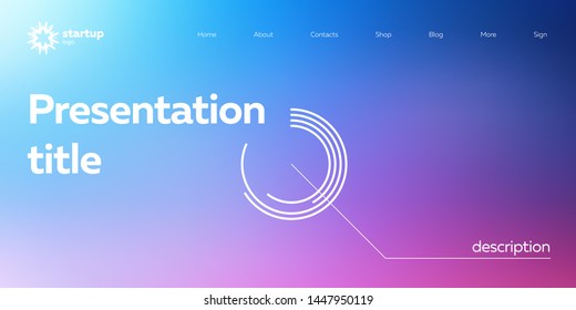 Presentation or web landing page template mockup with colorful liquid fluid gradient background. Futuristic abstract design for business and finance.