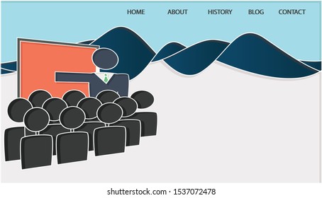 Presentation web page design template. Modern vector illustration concept for web site.
