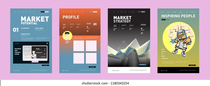 Presentation and Website Interface Layout Design Template. Business, Finance, Marketing, Digital and Lifestyle Illustration in eps 10. 