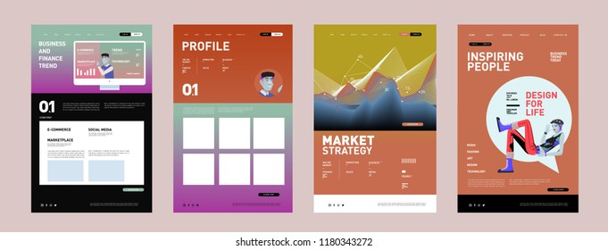 Presentation and Website Interface Layout Design Template. Business, Finance, Marketing, Digital and Lifestyle Illustration in eps 10. 