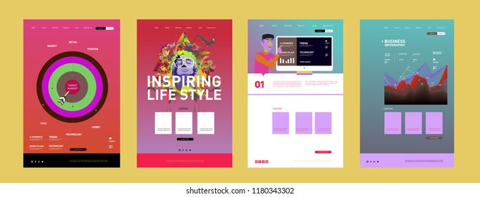 Presentation and Website Interface Layout Design Template. Business, Finance, Marketing, Digital and Lifestyle Illustration in eps 10. 