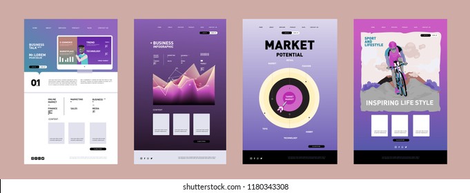 Presentation and Website Interface Layout Design Template. Business, Finance, Marketing, Digital and Lifestyle Illustration in eps 10. 