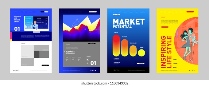 Presentation and Website Interface Layout Design Template. Business, Finance, Marketing, Digital and Lifestyle Illustration in eps 10. 