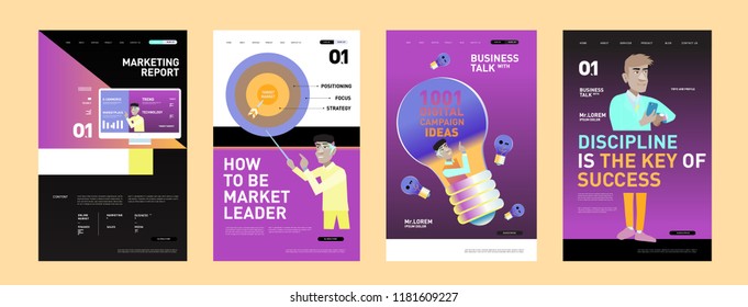 Presentation and Website Interface Layout Design Template. Business, Finance, Marketing, Digital and Lifestyle Illustration in eps 10. 