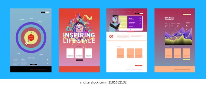 Presentation and Website Interface Layout Design Template. Business, Finance, Marketing, Digital and Lifestyle Illustration in eps 10. 