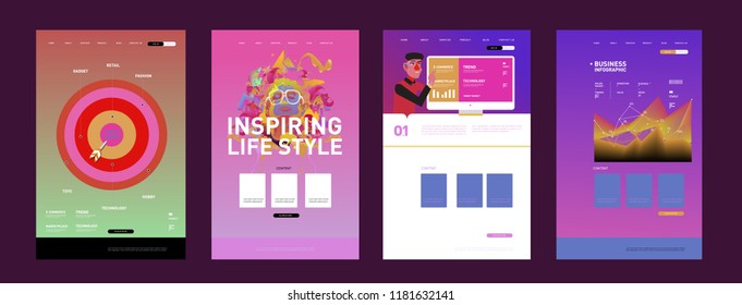 Presentation and Website Interface Layout Design Template. Business, Finance, Marketing, Digital and Lifestyle Illustration in eps 10. 