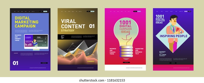 Presentation and Website Interface Layout Design Template. Business, Finance, Marketing, Digital and Lifestyle Illustration in eps 10. 