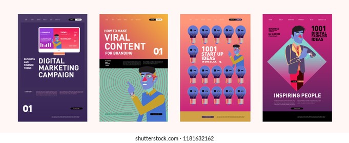 Presentation and Website Interface Layout Design Template. Business, Finance, Marketing, Digital and Lifestyle Illustration in eps 10. 