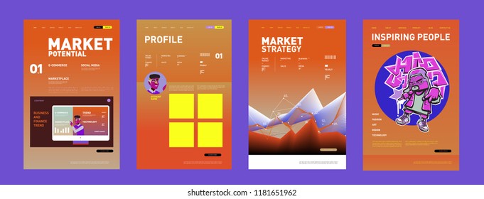 Presentation and Website Interface Layout Design Template. Business, Finance, Marketing, Digital and Lifestyle Illustration in eps 10. 