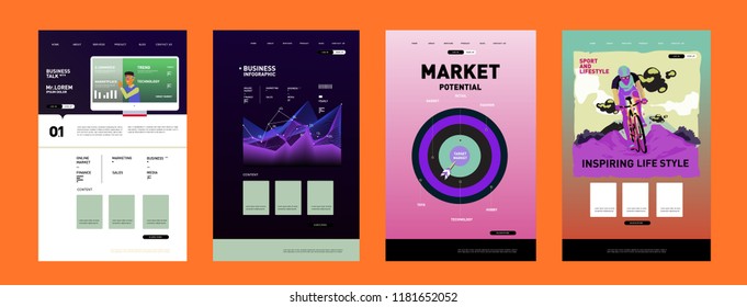 Presentation and Website Interface Layout Design Template. Business, Finance, Marketing, Digital and Lifestyle Illustration in eps 10. 