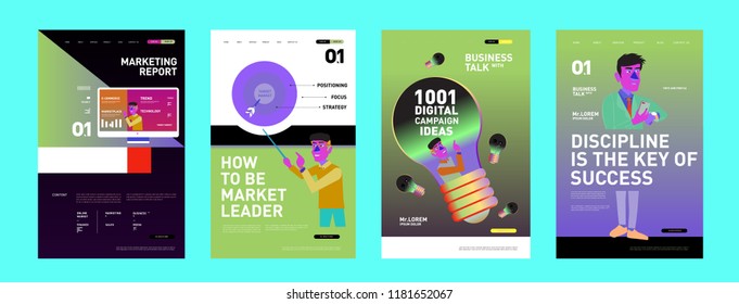 Presentation and Website Interface Layout Design Template. Business, Finance, Marketing, Digital and Lifestyle Illustration in eps 10. 
