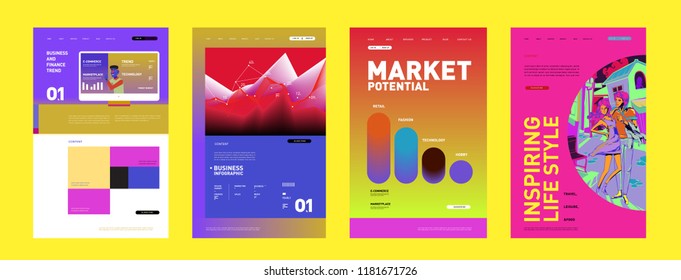 Presentation and Website Interface Layout Design Template. Business, Finance, Marketing, Digital and Lifestyle Illustration in eps 10. 