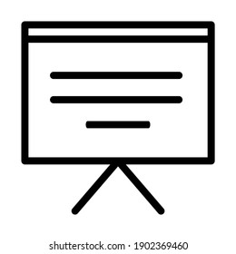 Presentación, blanco, pizarra negra. Icono de educación ilustración vectorial. Icono para aplicaciones móviles y web