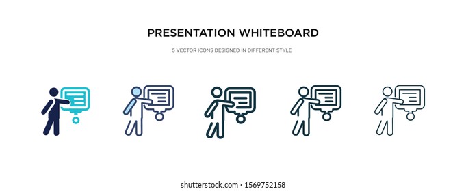 presentation white board icon in different style vector illustration. two colored and black presentation white board vector icons designed in filled, outline, line and stroke style can be used for