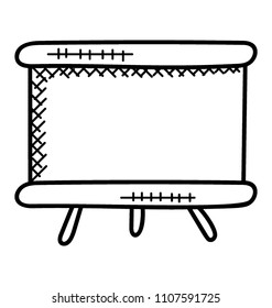 
Presentation whiteboard for classroom or office, doodle vector icon
