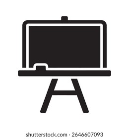 Presentation whiteboard icon on a stand for classroom teaching office meetings and business strategy brainstorming session with an easel vector solid glyph icon